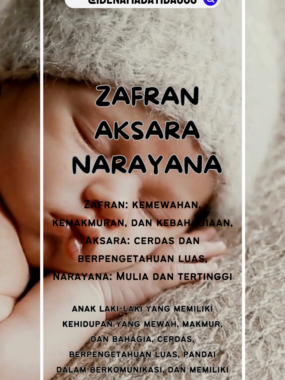 Nama bayi laki-laki aesthetic 3 kata, Zafran Aksara Narayana Zafran: Berarti 