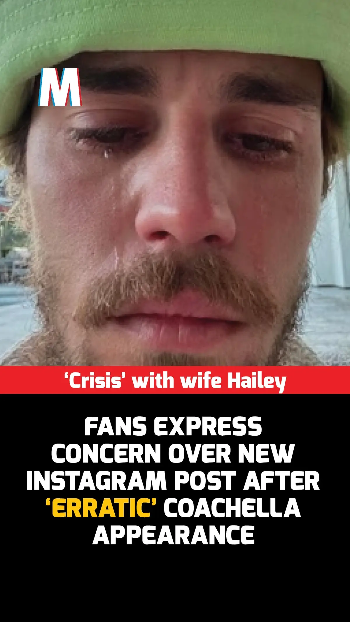 Justin Bieber breaks down in tears in snap as fans speculate 'crisis' with wife Hailey #JustinBieber #HaileyBieber #Coachella 