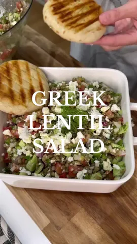 Explore the rich flavors of the Mediterranean cuisine! This Greek Lentil salad is super easy to make, healthy, nutritious and omg mouthwatering! INGREDIENTS  • 1 pound (400 g) of lentils  • 1 onion chopped  • 2 tomatoes chopped  • 1-2 fresh onions sliced  • 2 mini cucumbers chopped  • 1 green pepper chopped  • 1/2 bunch of dill chopped  • 1 block, approximately 1/2 pound (300 g) of feta cheese  • extra virgin olive as your heart desires  • 5 Tbsp of red vinegar • 2 tsp of dry oregano  • salt  Cook the lentils for approximately 20 minutes. Add the cooked lentils in a bowl(without the water). Then add the rest of the ingredients, mix and enjoy!! #lentils #lentilsalad #greeklentilsalad #saladrecipe #mediterraneandiet #learnintiktok #alexandrashome #fypageシ 