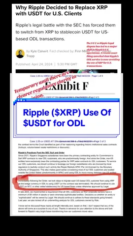 👉Ripple's response to remedies can be found in Exhibit F, pages 141-143 of Case 1:20-cv-10832-AT-SN Document 956-10 filed on 04/22/24. In my view and not financial advice, this change seems to be a temporary solution until clearer regulatory guidelines are established. The Ripple vs. SEC legal conflict has prompted Ripple to modify its U.S. operations, with its On-Demand Liquidity (ODL) service currently avoiding the use of XRP for domestic transactions.      #secvsripple #ripplevssec #ripplenews #rippleupdate #xrpnews #xrpupdate #regulation #cryptolegislation #crypto #ondemandliquidity #odl #cryptotok #investor #xrp #xrpnews #xrpcommunity #xrpholders 