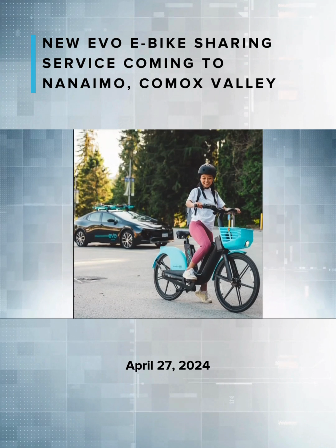 Residents and visitors of Nanaimo and the Comox Valley will soon be able to try out an e-bike, or use it for general commuting. Starting on May 1, the Evolve E-Bike Share service, a joint program launched by BCAA and EVO, will launch in Nanaimo for a 12-month public program. The e-bike sharing service will launch in the Harbour City with 50 e-bikes at the start, with plans to increase that number to 100 later this summer. #News #CHEKNews #Nanaimo #ComoxValley #VancouverIsland #BC #BritishColumbia #Canada #Bike #BikeShare #EBike #ElectricBike #ElectricBicycle #BCAA #EVO #EvolveEBike #MaffeoSuttonPark #BowenPark #PortTheatre #BrooksLandingMall #BCFerries #HulloFerry #Hullo #VancouverIslandUniversity #VIU