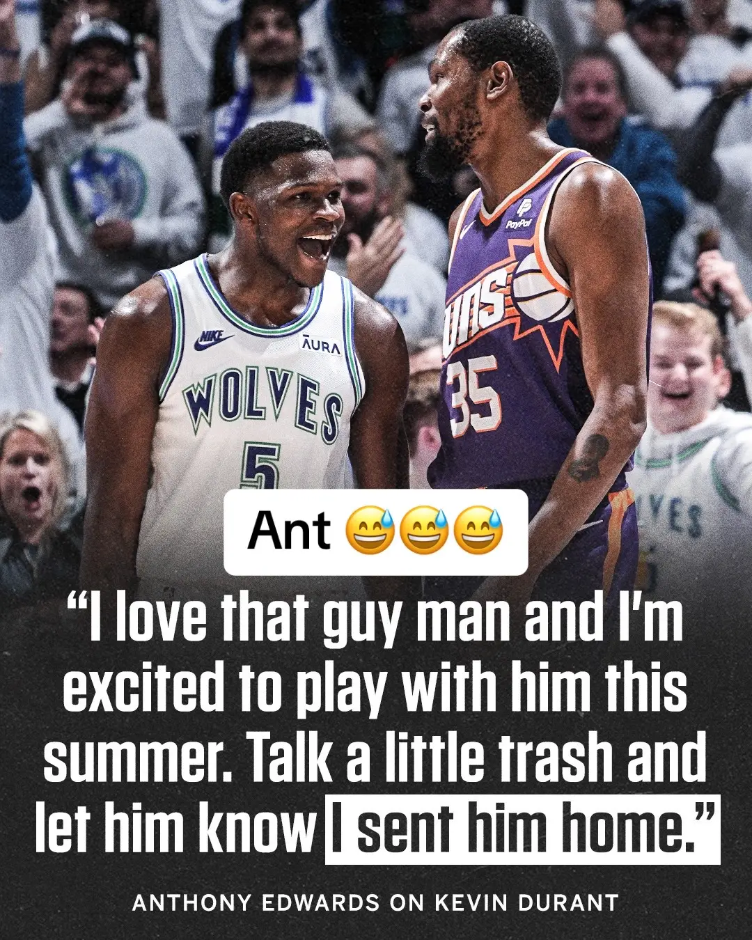 #AnthonyEdwards on #KD 😳 (via the Inside the NBA) #NBA #espnnbaplayoffs #timberwolves #basketball #kevindurant 