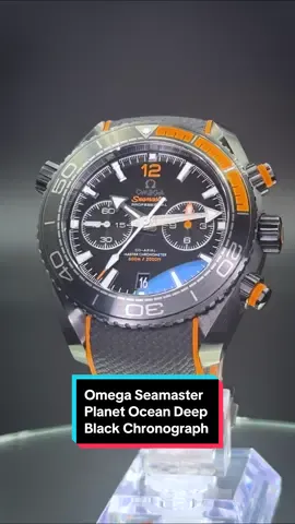The Omega Seamaster Planet Ocean Deep Black Chronograph isn’t just any watch; it’s a statement. Sporting a striking black ceramic case with a vibrant orange rubber strap and matching bezel, it’s designed to stand out and handle the action.  🌊🕶️🧡  #OmegaWatch #LuxuryWatches #WatchOfTheDay #DivingWatch #SeamasterPlanetOcean 