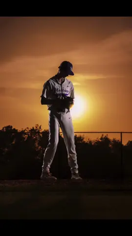 Ready for baseball season?  Perfect sunset backdrop for this baseball photoshoot!  📸 Nikon Z9  💡 Westcott FJ400  #baseballszn #sportstiktok #offcameraflash #sunset