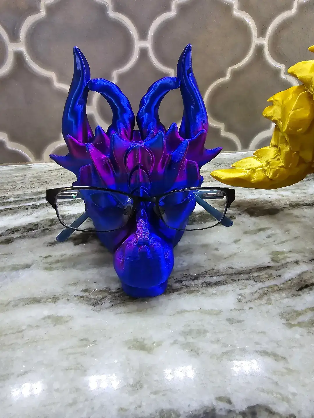 my new holder for my glasses. Just pulled her off the printer. plan to paint her eyes.  #authorizedseller , #kekreations3d , #ironponds , #dragon, #3dprinting 