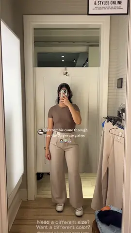 ok these @abercrombie slacks are so pricey but they are sooo cute and really good quality. also this bodysuit is so flattering and buttery smooth <3  #officeoutfit #officeoutfits #corporategirlies #abercrombie #abercrombiehaul #tryonhaul 