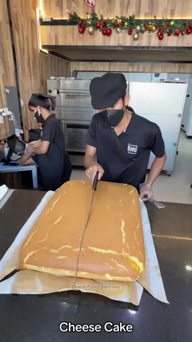 Giant Cheese Cake Cutting In Phnom Penh #cheesecake #bakery #tiktokfood 