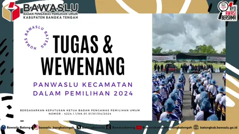 #SahabatBawaslu  Kan sekarang lagi masa proses rekrutmen Panwascam untuk Pemilihan 2024, emang Panwascam tugasnya ngapain ya? Yuk simak video berikut untuk penjelasannya😉 #Tugaspanwscam #RekrutmenPanwascam  #BawasluBangkaTengah #Pilkada2024 #fyp 