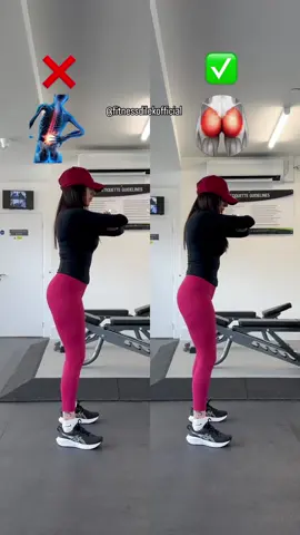 ✅Do vs Don’t❌  'Squeeze' or 'no squeeze'? Remember to LIKE & SAVE if you found this helpful🫶🏼 Excessively squeezing your butt at the top does NOTHING for your glute gains. When you squat, you are vertically loaded, so at the top there is nothing there for your glutes to contract against, hence no squeeze is necessary. Getting a little 🤏🏼 glute contraction at the top is fine, as long as you don't excessively push your hips forward & it doesn't throw off your technique! It's not the actual squeeze, it's the 