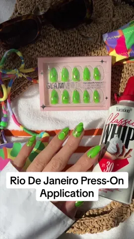 Introducing Rio de Janeiro 💚  The perfect statement nail for your next vacation! 🤩 @connie.wi applying Rio de Janeiro 👉 Launching Thursday 5/2/24 at 10 AM PST⁠ 🌎 Get EARLY ACCESS 5/1/24 when you sign up for our Subscription or Paid Membership Programs! 🌎 #glamnetic #pressons #pressonnails #Summer #summernails #travel #destination #riodejaneiro #rio 
