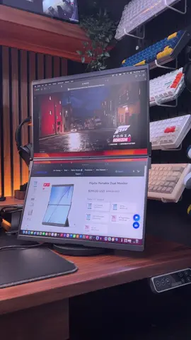 A portable folding dual screen monitor, this is the FlipGo from Jsaux #portablemonitor #dualscreen #desksetup #setupinspiration 