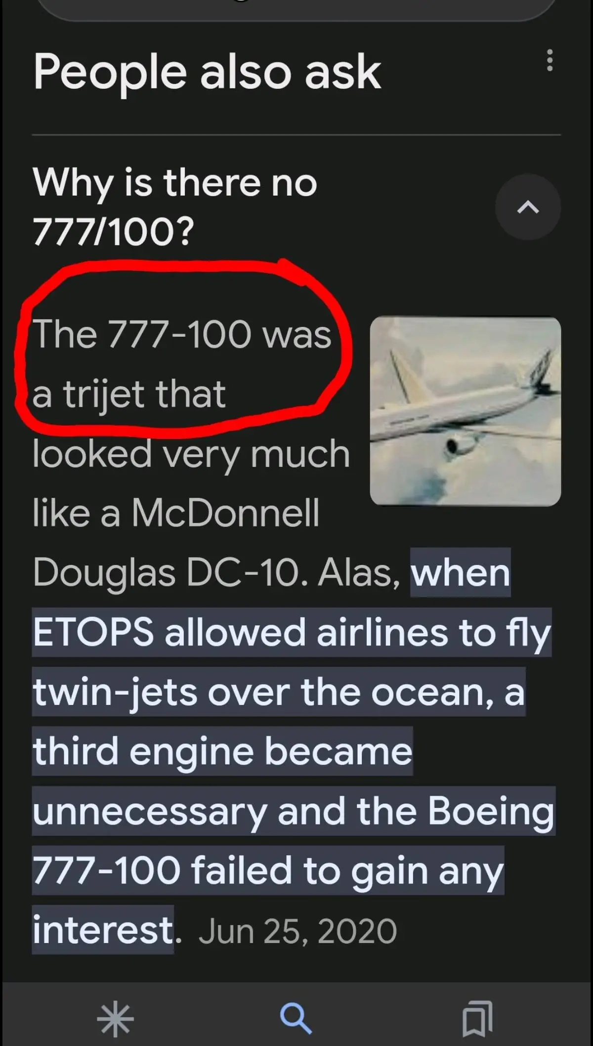 the Boeing-777-100 is the Failed Boeing Trijet same as B747 SP trijet