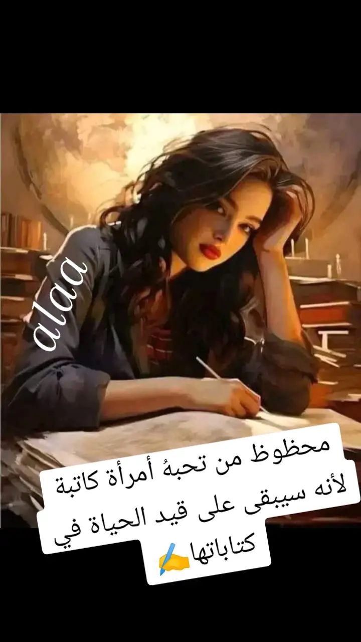 محظوظ من تحبهُ أمرأة كاتبة لأنه سيبقى على قيد الحياة في كتاباتها✍️ #حب #كلمات #خواطر #اغاني 