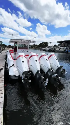 Ep.107 | Trim Down Start Up @@HCB Yachtshas their latest 42 Lujo paired up to quad 400 V10s and this candy red paint job ##boat##fishtok##powerboat##fishing