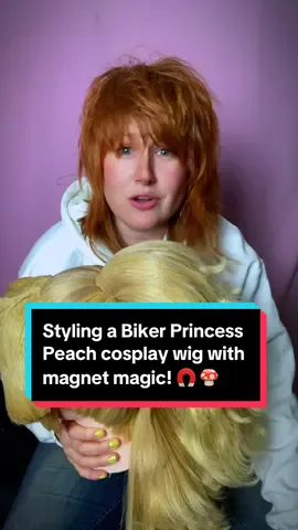 Styling a Biker Princess Peach cosplay wig with magnet magic! 🧲 🍄  Magnets can be SO powerful for cosplay! And with a bit of creative engineering, you can use them to create really cool things! This Biker Princess Peach wig from from Super Mario Brothers movie has two adjustable ponytails attached via magnets so that the wearer can wear a helmet with the cosplay if they so choose! Follow for more cosplay wig tips! BE MORE SHONEN Cosplay: Biker Princess Peach Series: Super Mario Brothers #princesspeach #supermario #cosplay #cosplaywig #princesspeachcosplay #supermariocosplay #mario #mariocosplay 