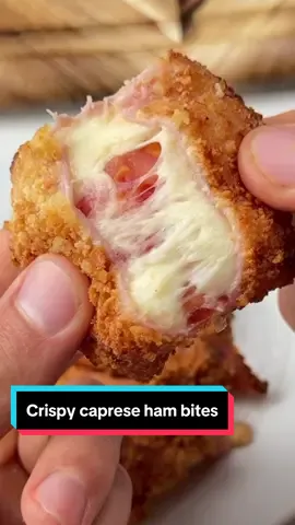 Say “YUM” if you would eat these Crispy Caprese Ham Bites 🤤🙌🍅  How to make them: Take a few tomato slices and cut them in half. Set aside. Cut a few fresh slices of mozzarella in half as well and stack together with the tomatoes. Fold into slices ham, toss in a whisked egg and grated Parmesan. Air fry @ 400F for 6-10 mins & enjoy! Pro tip: You can secure them with toothpicks if the ham doesn’t hold together. 