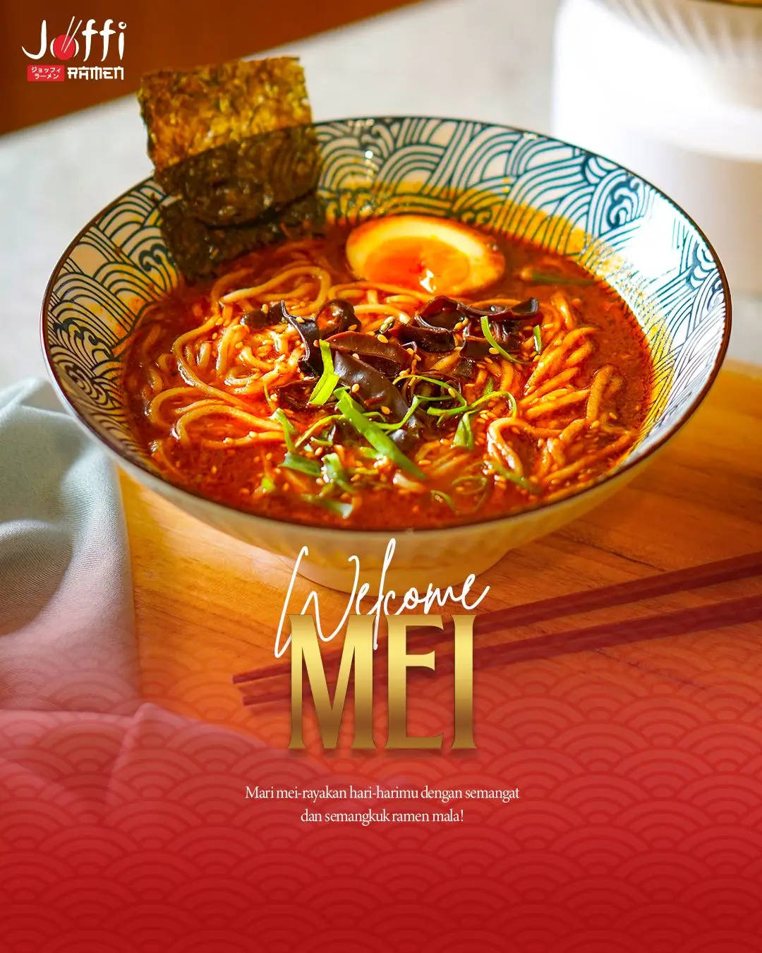 Welcome MEI, mari Mei-rayakan harimu dengan semangat dan semangkuk Ramen Kuah Mala 🤩 JOFFI RAMEN
 Everyone can eat delicious ramen ❤ 
 #ramen #ramenbanten #ramencikupa #ramenserang #ramenpalembang #ramenjogja #ramenbintaro #ramenjogjaenak #ramensolo #ramencimahi #ramentangsel #ramenjabar #ramenjaksel #ramentangerang
 #ramenbandung #ramenhalal 
 #mahasiswakulineran 
 #ramenviral #ramenshoyu #ramenmala #ramenkari #enak 