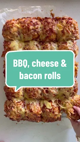 BBQ, cheese and bacon rolls...because life’s too short for boring snacks and let’s be real, BBQ, cheese, and bacon rolls are the holy trinity of bakery items. 🤤🧀🥓  BBQ, cheese and bacon rolls  6 cups (1000g) bread flour 2 tsp (5g) white sugar 3 tbsp (60mls) oil 3 tsp (7.5g) instant dried yeast 600mls warm water Pinch of salt Toppings- 300g grated cheese 350g diced bacon 200ml BBQ sauce Combined dough ingredients and knead together for 5-8 minutes on a floured bench. Pop into a lightly oiled bowl for 1 hour to rest.  Preheat oven to 180c fanforced.  Deflate your dough and divide dough into 15-20 balls. Place balls onto a lined tray, cover and let rest for 30-40 minutes. Then top balls with bacon, BBQ sauce and cheese, Put into the oven for 20 minutes or until golden!  #BBQCheeseBaconRolls #BakeryGoals #cheeseandbaconrolls #baconlovers #aussiemum #budgetfriendly
