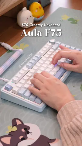 One of the best “budget” prebuilts!! Sounds and feels really solid for the price. NUMPAD version also available and I have a video up (Aula F99) 🩵  // Keyboard: Aula F75 - stock, no mods, this is how the keyboard looks and sounds right out the box! Comes in 4 colours. // Switches: TTC Crescent (but I also recommend Leobog Reaper and Ice Vein if you like a thocky sound!) — Unfortunately the review video for this got muted, and when I replaced the audio, the sync further messed it up - should i reupload 🥲 #keebtok #aulaf75 #mechanicalkeyboards #thockykeyboard #mechkeyboard #creamykeyboards #satisfyingsounds #typingasmr #typingasmr #keyboard #asmrsounds #cutekeyboard #gamingkeyboard 