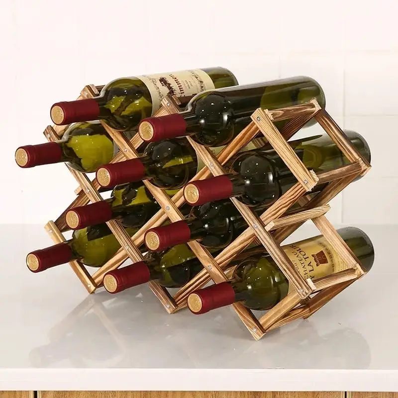 💢Foldable10 Slot wooden wine bottle rack ksh 2600 ◾ Perfect for home and restaurant use.