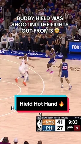 Buddy Hield feeling it from deep in the first half! 🔥 #NBA #NBAPlayoffs #NBAHighlights #Sixers 