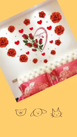 Pelekat dinding bunga romantis, kertas dindinghiasan untuk bilik tidur, sisi katil, ruang tamu,sofa, Mawar Merah