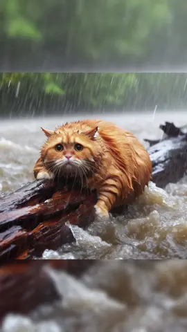 A Feline’s Journey From Perilous Waters to a Tra#meowcute #trending #funny #top #cat #cutecat #meow #catcute #meow 