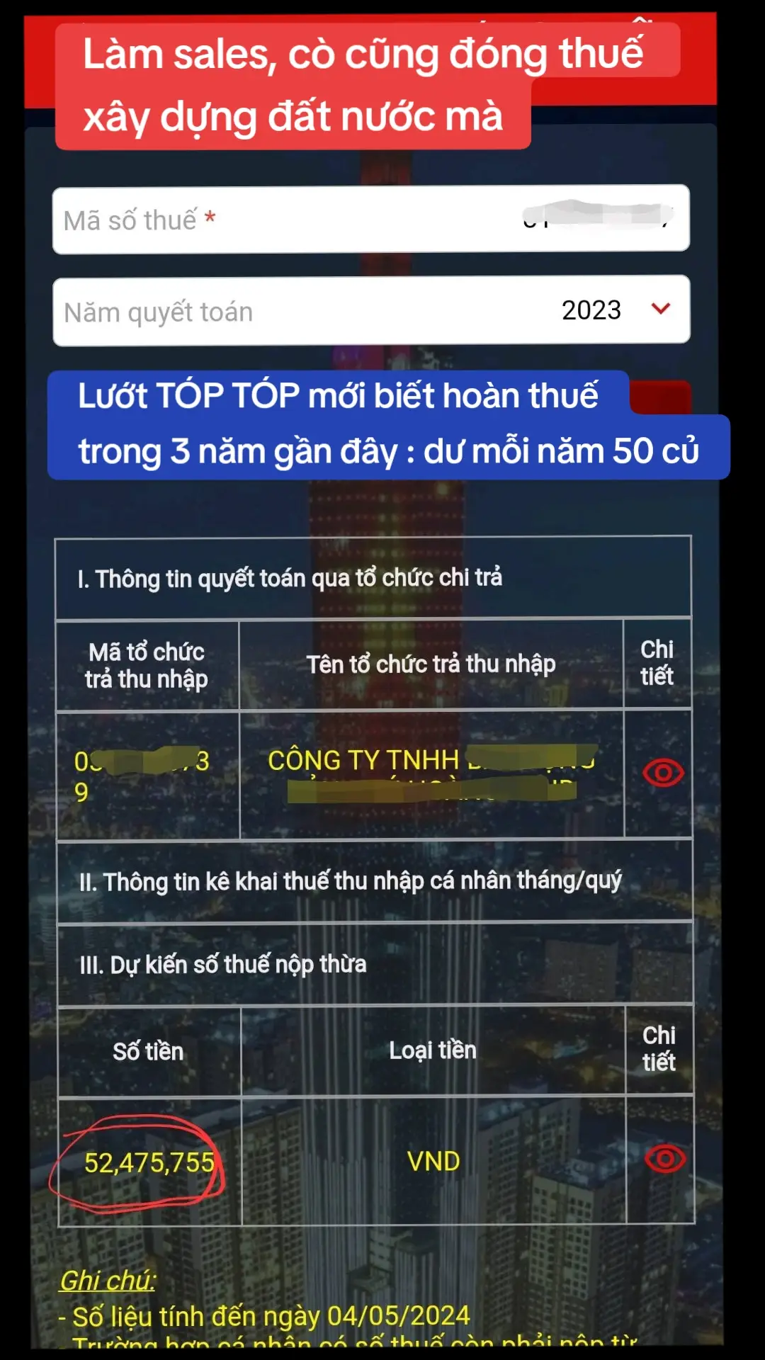 Lướt Top top biết được hoàn thuế, dư thuế