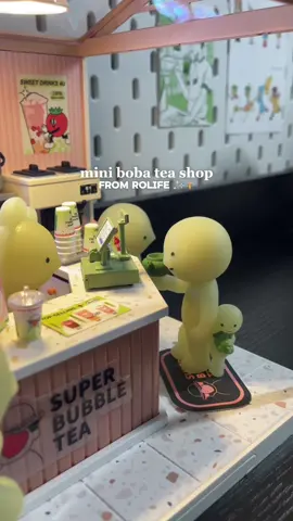 @Rolife official has the cutest miniature diy sets! check the link in my bio if you’re interested 🤍  - #rolife #rolifeminiatures #bobashop #bubbletea #boba #smiski #sonnyangel #figurine #DIY 