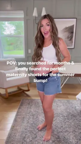 These are the ABSOLUTE best maternity shorts I’ve found! #jeanshorts #maternityjeans #maternityshorts #maternity #denim #denimhaul #pov 
