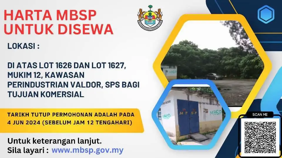 TARIKH TUTUP 4 JUN 2024 Majlis Bandaraya Seberang Perai mempelawa pihak - pihak yang berminat untuk mengemukakan cadangan penyewaan harta milik MBSP seperti di ketetapan berikut.  Sila imbas QR kod yang disediakan atau layari www.mbsp.gov.my bagi sebarang pertanyaan. #mbsp_official #penanggovernment #seberangperai #fyp #fypシ゚viral 