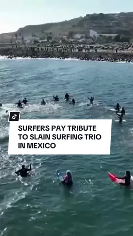 Surfers in Mexico have gathered to pay a touching tribute to two Australian brothers and their American friend, who were killed in a robbery gone wrong. The surfing trio - Perth brothers Callum and Jake Robinson and their American friend Jack Carter Rhoad - went missing while on a camping and surfing trip along the south coast of Ensenada, Mexico. Their bodies were later found down a well near their last known location. Local surfers paddled out and formed a circle in the water in memory of the fallen three. Meanwhile, another group of locals voiced their anger and sadness over the ordeal holding signs, marching in protest of police inaction. The group carried signs that read “They just wanted to surf,