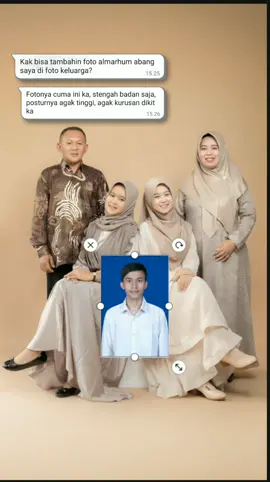 satukan kembali keluarga kamu walaupun hanya dalam sebuah foto kenangan, karena tidak semua dinding rumah ada foto keluarga lengakap.  #jasaeditfotomurah #editfotoai #jasaeditfotoaimurah #fotokeluarga #suamiistri #fypシ #jasaeditfotoai #jasaeditfoto #jasaeditfotoai #fotostudio #fotokeluargastudio #bahagiaitusederhana #editfoto #fotokenangan #fotoalmarhum #fotoviral #editorfoto 