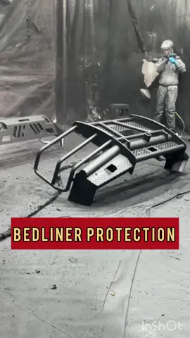 Behind the scenes view on spray-on bedliner! These bumpers are getting a protective coating that is ready for EXTREME elements! #bedliner #protectivecoatings #bumper #worktruck #truck #truckaccessories #upfitranch