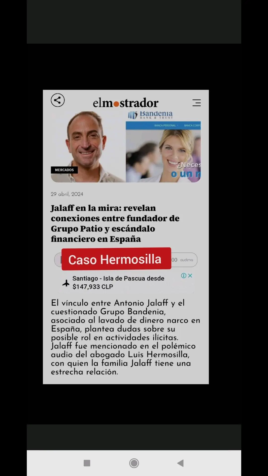 #chile🇨🇱  Luis #hermosilla , ha sido vinculado con #bandenia BANCO Bandenia a través de una red de sociedades en el Reino Unido, Miami y Luxemburgo. Según registros oficiales británicos consignador por Ciper Chile, #jalaff estuvo involucrado en 40 empresas relacionadas con Banco Bandenia, siendo director en 35 de ellas y propietario en las restantes cinco. Estas empresas fueron constituidas entre julio de 2021 y julio de 2022, justo cuando el Grupo Bandenia ya enfrentaba procesos judiciales en España por lavado de dinero. El Mostrador 