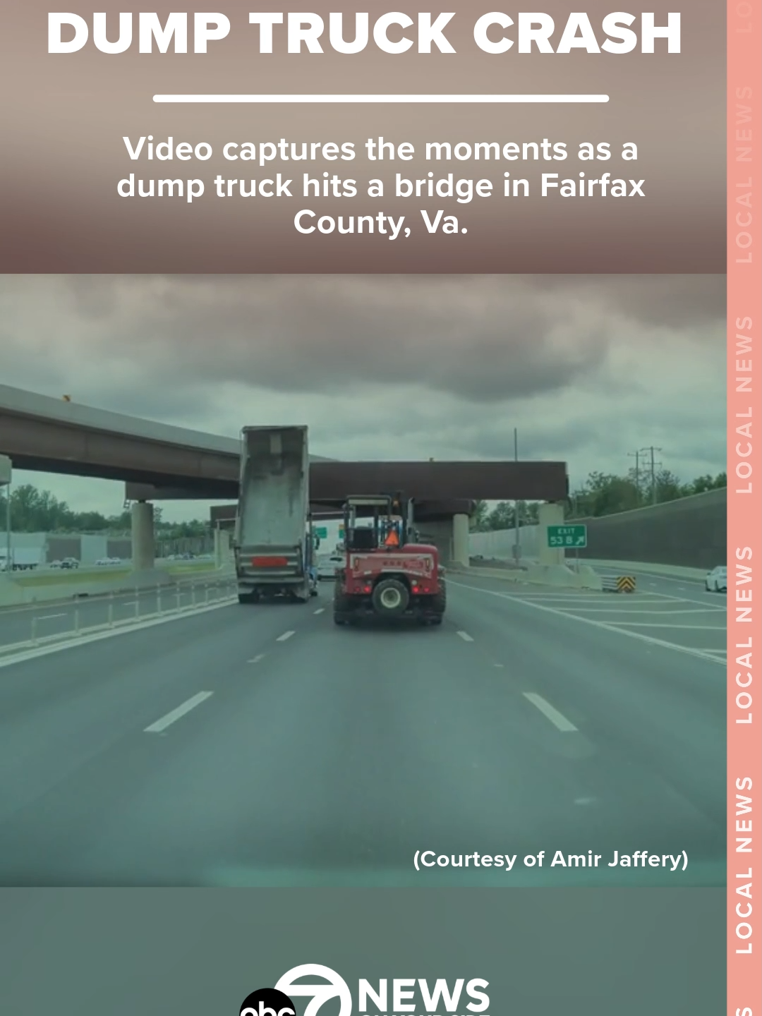 Shocking video captured the moments as a dump truck hit a bridge in Fairfax County, prompting traffic delays and lane closures on I-66. #Virginia #DMVNews #Maryland #WashingtonDC #Drivers #Traffic #DMV #ABC7