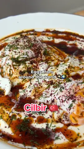 WELCOME TO EGGS FROM AROUND THE WORLD 🍳🌍 welcome to eggs from around the world. my brand new mini series where I’ll be showing you how to make the best egg dishes the world has to offer.. this is episode 4 where will be taking a trip to Turkey, to make some Çılbır 🇹🇷 Full recipe below Serves 2: 250 greek yoghurt 2 garlic cloves minced 1 tsp salt 1/2 tsp black pepper 2 tbsp extra virgin olive oil  50g butter 1 tbsp Aleppo chilli powder  50g freshly chopped dill 1 tbsp sumac 4 free range eggs 1 tsp white vinegar Step (1) In a large bowl, mix together the greek yoghurt, minced garlic, salt, pepper and olive oil. Mix well, taste and adjust salt preferences then place in the fridge and set aside.  Step (2) In a small saucepan, melt 50g of butter, then add the Aleppo chilli powder, mix well and let simmer for 1 minute on a medium low heat, to avoid burning the powder. Remove from the heat and set aside Step (3) Boil a large pot of water and once it starts to lightly simmer (not boiling), add the white vinegar and create a swirling motion with a wooden spoon. Slowly crack the egg into the pot and cook for 3 minutes for a soft boiled egg or longer for a set yolk. Remove and drain off excess water, then serve on a bed of the garlic yoghurt sauce with the Aleppo butter sauce and plenty of chopped dill and sumac. #egg #eggrecipe #turkishfood #turkey #series #fyp 