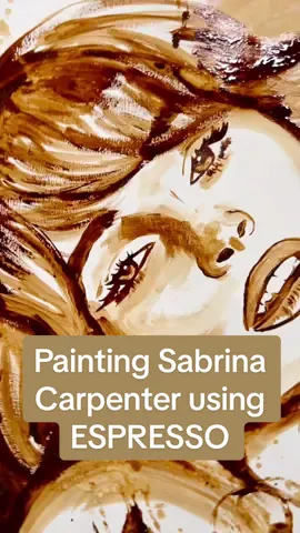Painting @Sabrina Carpenter using ESPRESSO COFFEE! ☕️  #espresso #coffee #coffeeart #coffeepainting #sabrinacarpenter #coffeeartist #fyp #viral #nathanwyburn #artistsoftiktok #weirdart 