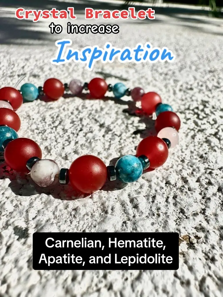 Discover the power of nature with our Carnelian, Hematite, Apatite, and Lepidolite bracelet—a true bastion of empowerment and stability. 🌟 This masterfully crafted piece not only enhances your balance and energetic protection but also connects you to the Earth's vital energies. 🌍✨ 🔸 **Hematite** grounds you, warding off negativity and electromagnetic smog. 🔸 **Carnelian** boosts vitality and courage, invigorating your physical and emotional pursuits. 🔸 **Apatite** clears the way for inspiration and effective communication. 🔸 **Lepidolite** soothes and stabilizes, promoting peace and emotional healing. Embrace a life of clarity, empowerment, and emotional peace with this powerful crystal assembly, sourced from the mineral-rich terrains of Brazil, Madagascar, Canada, and the USA. 💎 Paired perfectly with Clear Quartz and Amethyst, it aligns your Root, Sacral, Throat, and Heart Chakras for a harmonious flow of energy. 🌈 Not just an accessory, but a guardian of your spiritual and mental wellbeing—empower yourself today! #studioselyn #Empowerment #SpiritualProtection #CrystalHealing #EnergeticBalance 