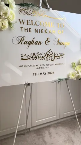 Personalised Nikkah/wedding welcome sign 🪧  DM to enquire at insta:@bespokebynajwa #CapCut #welcomesign #nikkahwelcomesign #personalisedwelcomesign #fypシ゚viral #weddingseason #acrylicsign #Love #nikkahdecor #acrylicplaque #weddingtiktok 