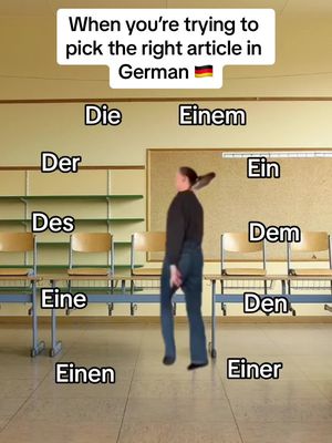 Picking the right article in German isn’t that easy 😂 If you want to improve your German skills, come join our community of language learners on BeFluenter 🤝🏼  💜Share with someone who knows this struggle  💚Follow for tips on how to become fluent #languagelearning #learnalanguage #fluent #learninggerman #germanlearning #languagememes #speakgerman #bilingual #studygerman #studylanguages 