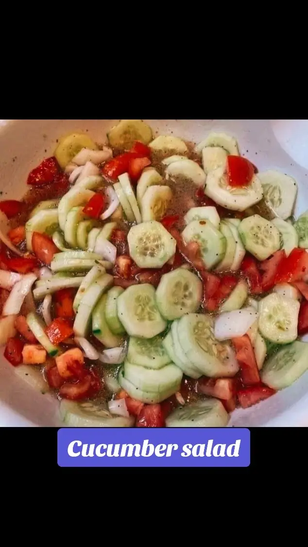 This is a salad that gets even better after a day in the refrigerator, with the dressing really soaking into the veggies and taking on even more flavor! Cucumber, Onion, and Tomato Salad, simple, and sooo good 🙂 3 Tomatoes, 3 cucumbers, 1 onion, 1/2 cup vinegar, 1 teaspoon of cracked pepper, 2 table spoons of sugar 2 teaspoons of salt, 1 cup of water, 1/4 cup of olive oil, mix well...thats it. Let it chill for 1-2 hours... That simple and sooooo good 😀 #cucumbersalad #Foodie #foodtiktok #Summer #MomsofTikTok #fypage 