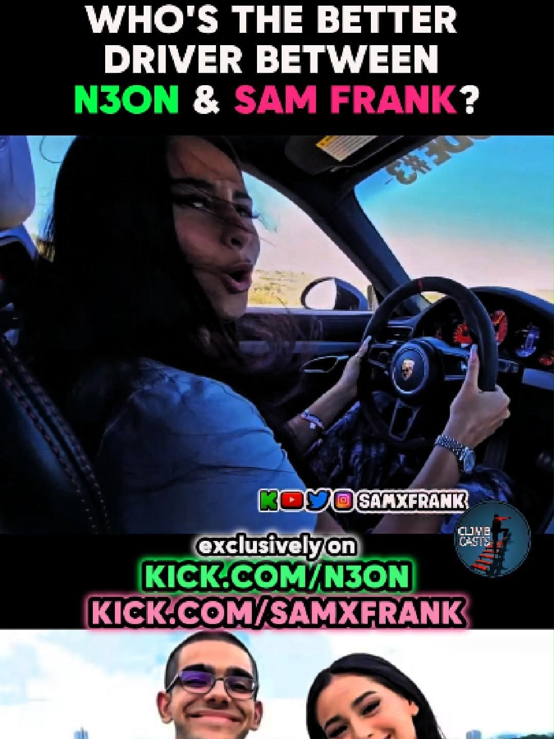 N3ON & SAM FRANK - WHO'D YOU PICK TO BE YOUR DRIVER? #n3on #n3onclips #samfrank #samfrankclips #n3onandsam #samxfrank #lamborghini #porsche #GT3 #cars @n3onnn@spcysam