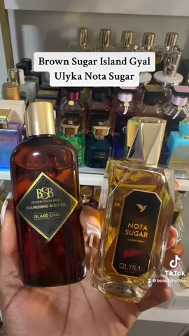 Brown Sugar Babe did it first 🙌🏽  The drydown on Nota sugar is very sugary but still the same vibe as Island gyal. Wore both early last night to bed and could still smell it on my skin this morning, and more heavily on my clothes. So the fragrance last over 12hours on clothes which is good enough for me.   @Brown Sugar Babe Island Gyal @Ulyka Parfums Nota Sugar #newperfume #perfumetiktok #brownsugarbabe #fragtok #fragrancetok #perfumetok #luxuryperfume #nicheperfume #affordableperfume #sweetperfume #tropical #bodyoil 