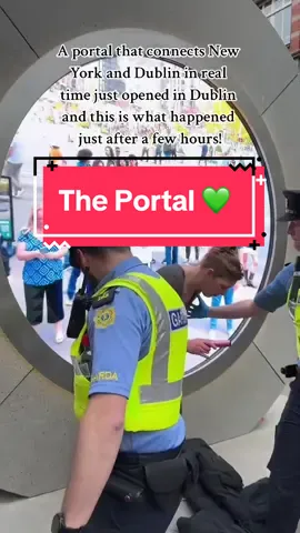 A portal that connects New York and Dublin in real time just opened in Dublin and this is what happened just after a few hours. What do you think of the portal? 💚☘️💚 #portal  . ‘The Portal brings people of two iconic cities together through a groundbreaking visual bridge: connecting NYC to Dublin, Ireland. The Portal offers the public a real-time, visual live stream that connects these two iconic cities. Portal is an invitation to meet fellow humans above borders and differences and to experience our world as it really is - united and one. You can wave, dance, and interact with viewers in Dublin through movements.’ #dublin #newyorkcity #ireland #oconnelstreet  . 📸credit 👉 @Liza ☘️☘️☘️ #irishdaily #tiktokoftheday #irish #american 