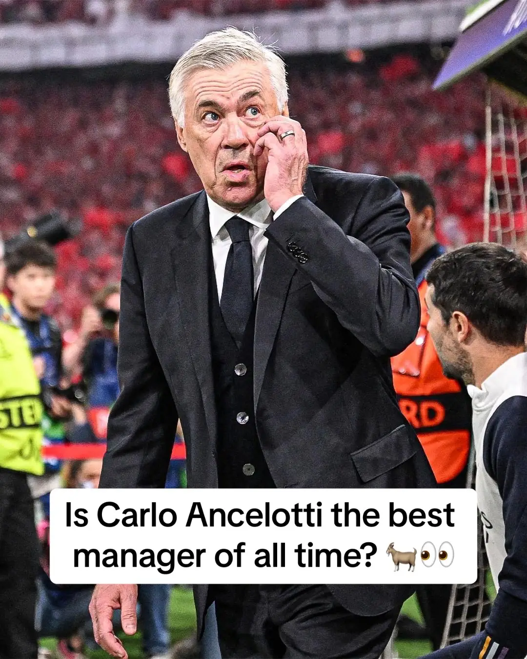 Carlo Ancelotti has reached 2 more Champions League finals than any other manager 🔝🐐 #RealMadrid #ChampionsLeague #Ancelotti 