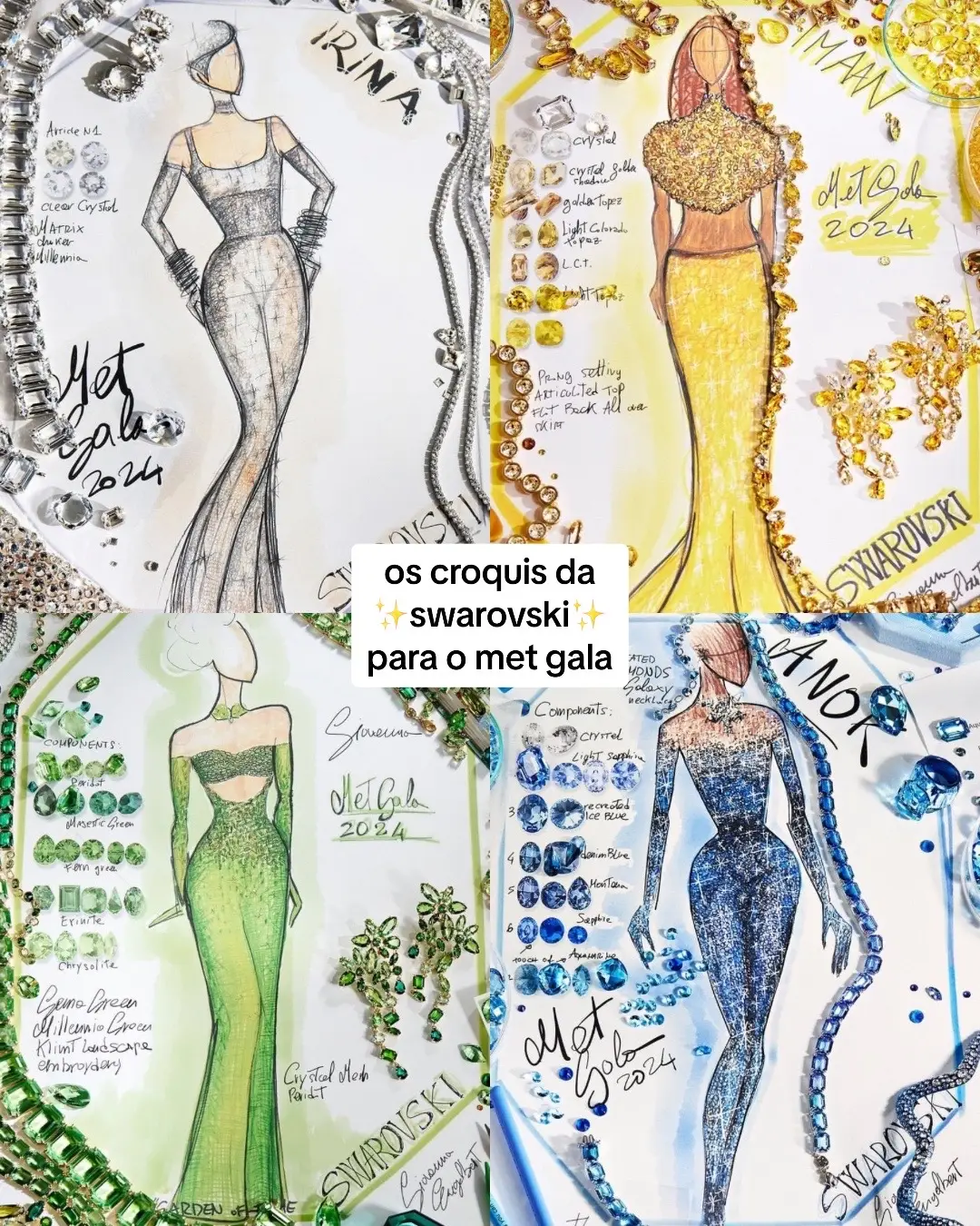 apaixonadas pelos croquis e detalhes dos looks da #swarovski para o #metgala 😮‍💨🤌 #TikTokFashion 