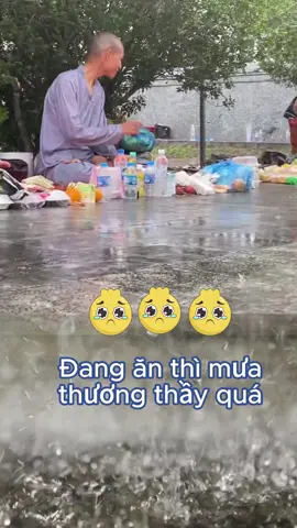 thầy Thích Minh Tuệ đang ăn thì mưa thật là thương luôn #thichminhtue #minhtue