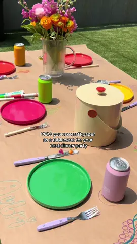Cutest hosting hack that doubles as an activity 🫧🫐🍽️ #craftpaper #hosting #dinnerparty #gardenparty #hostingideas #hostinghacks #hostingactivities 