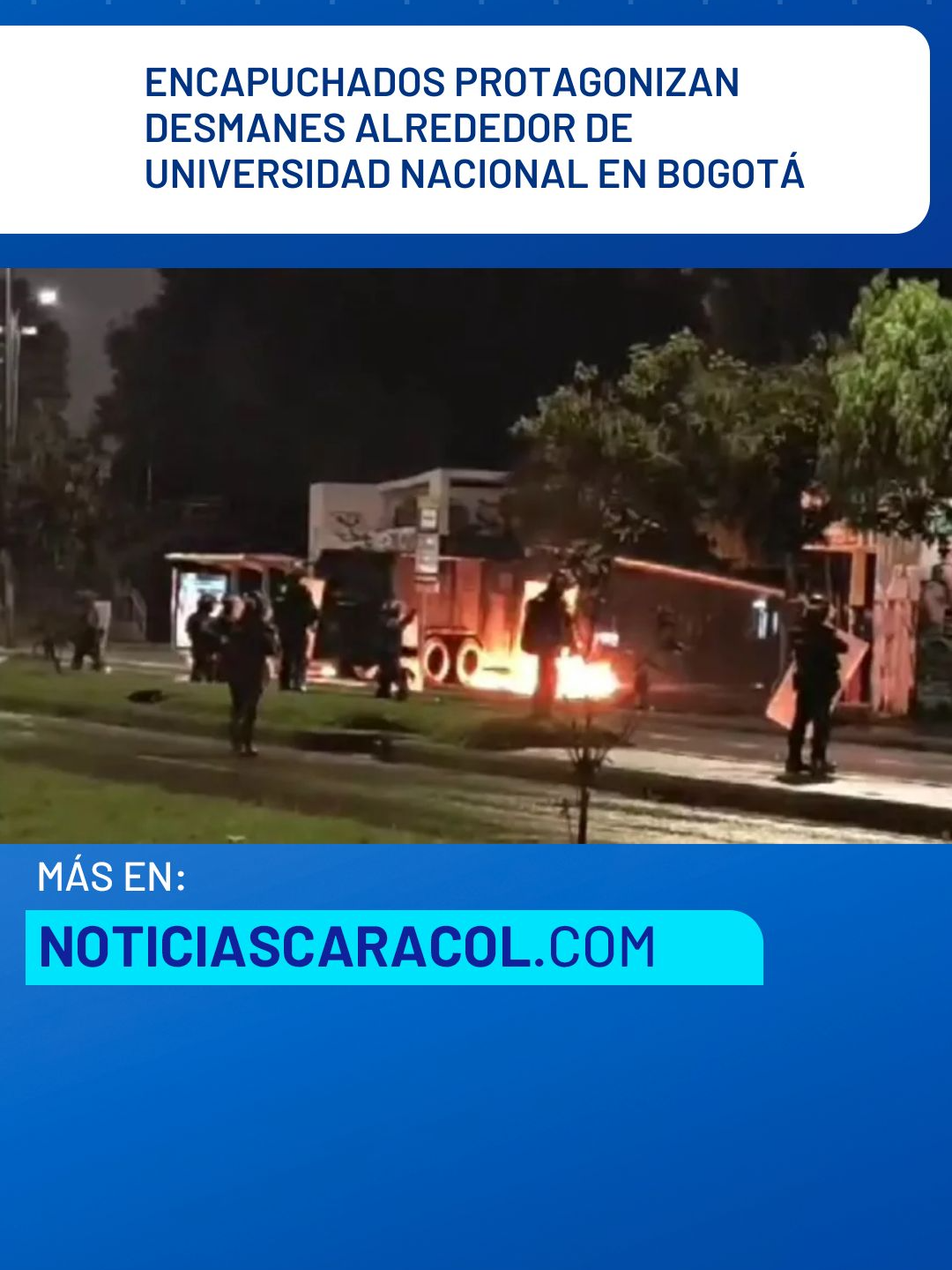 Miembros del UNDMO se desplazaron a las inmediaciones de la Universidad Nacional para dispersar a los encapuchados, que habrían lanzado explosivos desde el campus. La movilidad se vio afectada. Más en noticiascaracol.com  #NoticiasCaracol #UniversidadNacional #Bogotá